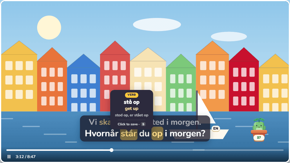 Danish står and op lit up together as one verb, stå op